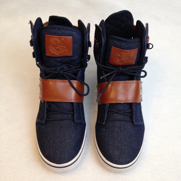 Vlado Other - Vlado Denim High Top Blue Brown Sneaker Size 8